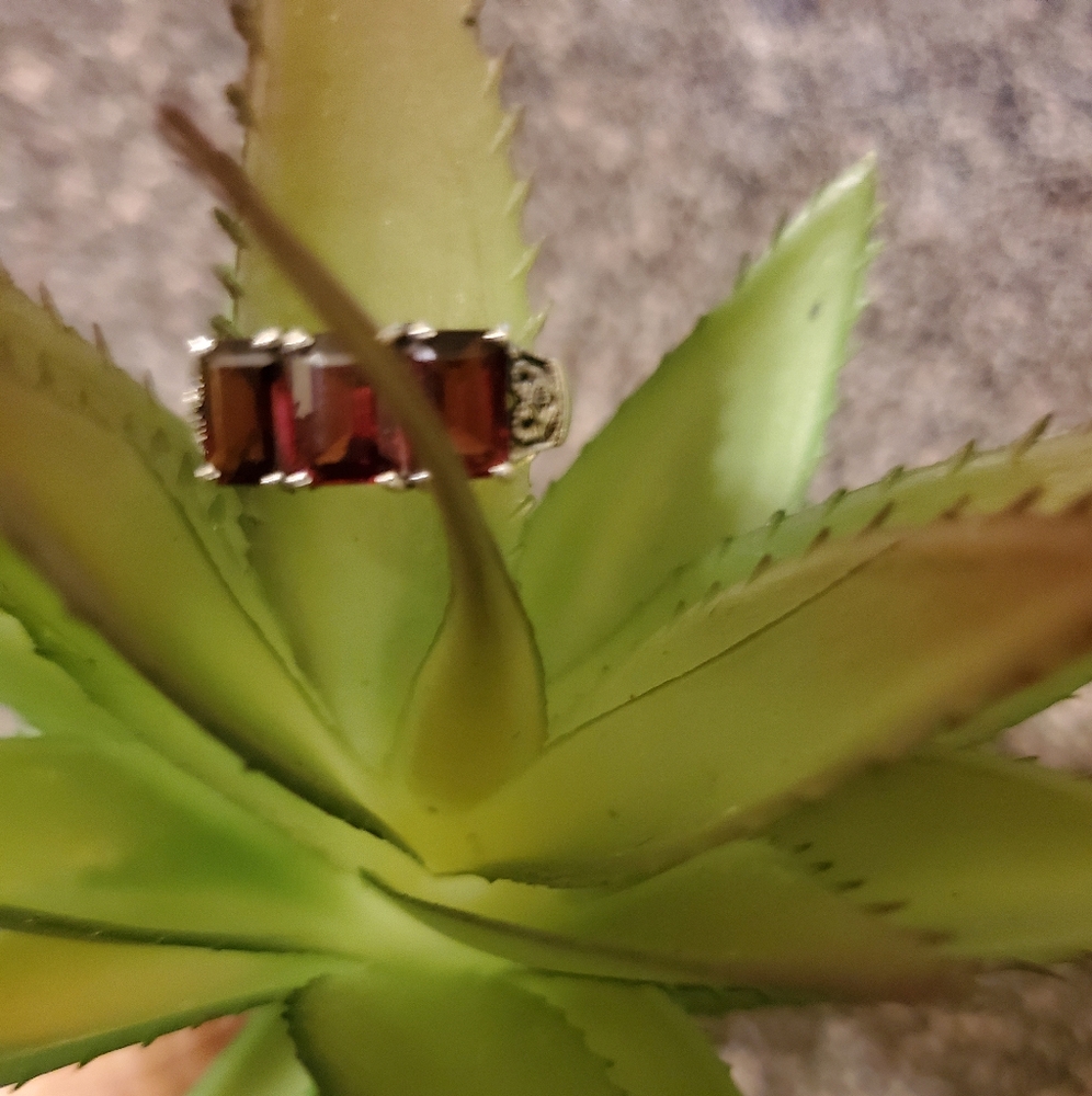 Sterling Silver and Garnet Ring - Picture 6 of 6